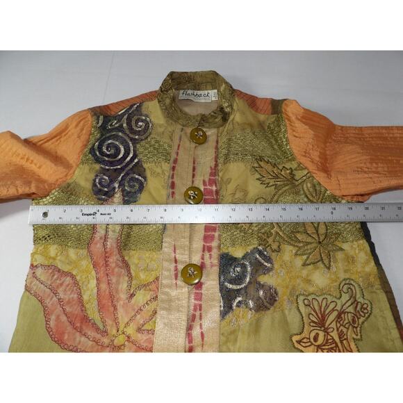 Flashback Cardigan Blazer Small Artsy Patchwork Quilted Peasant Vtg - Picture 12 of 14
